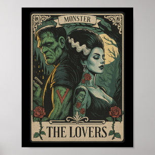 Monster Lovers Tarot Kaart Gothic Frankenstein Hal Poster