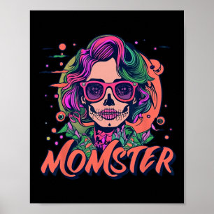 Monster Mama Halloween Skelet Spooky Mom Poster
