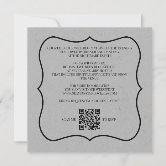 Monster marin avec Faire-part de mariage de code Q (Dos)