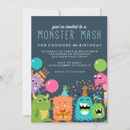 MONSTER MASH ANNIVERSAIRE DE ENFANT invitation D'I (Devant)