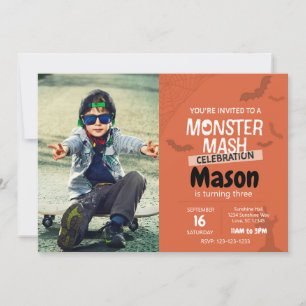 Monster Mash Anniversaire Invitation avec photo (o