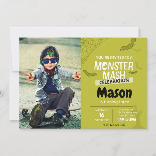 Monster Mash Anniversaire Invitation avec photo (v (Devant)