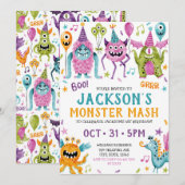 Monster Mash Boy's eerste verjaardagsfeestje Kaart (Voorkant / Achterkant)