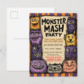 "Monster Mash-feest" met Moppige Monsters Uitnodiging Briefkaart (Voorkant / Achterkant)