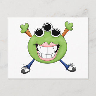Monster Mash Green Three-Eyed Monster Briefkaart