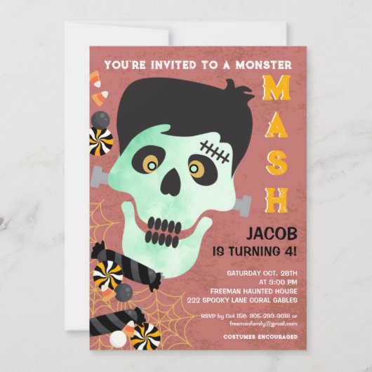 Monster Mash Halloween Invitation d'anniversaire (Devant)