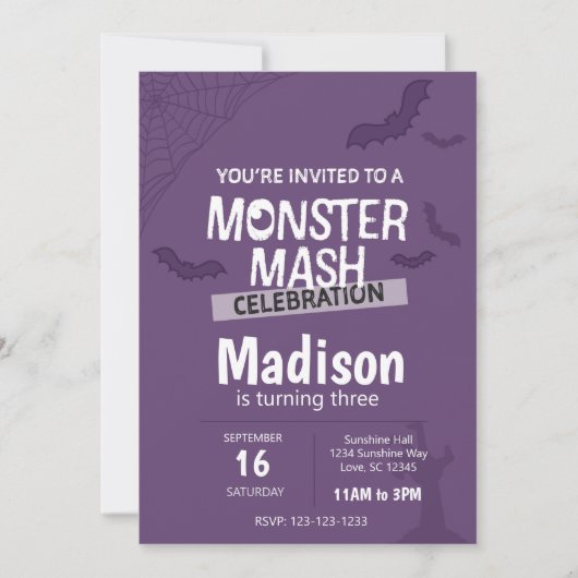 Monster Mash Halloween Invitation d'anniversaire ( (Devant)