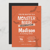 Monster Mash Halloween Invitation d'anniversaire ( (Devant / Derrière)