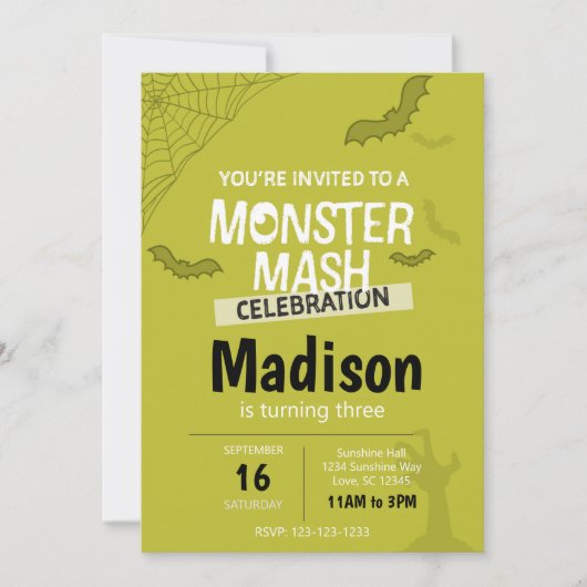 Monster Mash Halloween Invitation d'anniversaire ( (Devant)