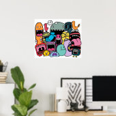 Monster Mash Hip Hop Rag Label Wall Art Poster (Thuiskantoor)