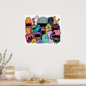 Monster Mash Hip Hop Rag Label Wall Art Poster (Keuken)