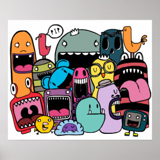 Monster Mash Hip hop Rag Tag Wall Art Poster