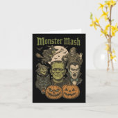 Monster Mash Retro Halloween Grappig Monster Spook Kaart (Gele Bloem)