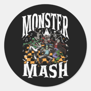 Monster Mash Retro Halloween Grappig Monster Spook Ronde Sticker