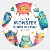 Monster Mash Schattigee Cartoon Kinderen verjaarda Ronde Sticker (Voorkant)