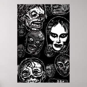 Monster Masks Poster Pop Variant – Retro Horror
