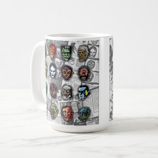 Monster Masks Retro Horror Mok – (Witte variant) (Voorkant links)