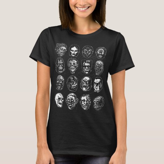 Monster Masques Art T-shirt femme (noir) (Devant)