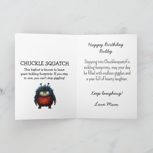 Monster Mayhem...Chuckle Squatch Bedankkaart (Binnen)
