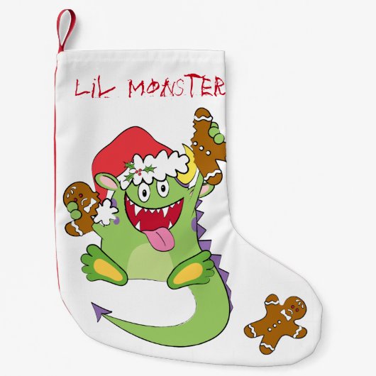 Monster met Gingerbrood Man Kleine Kerstsok (Voorkant)