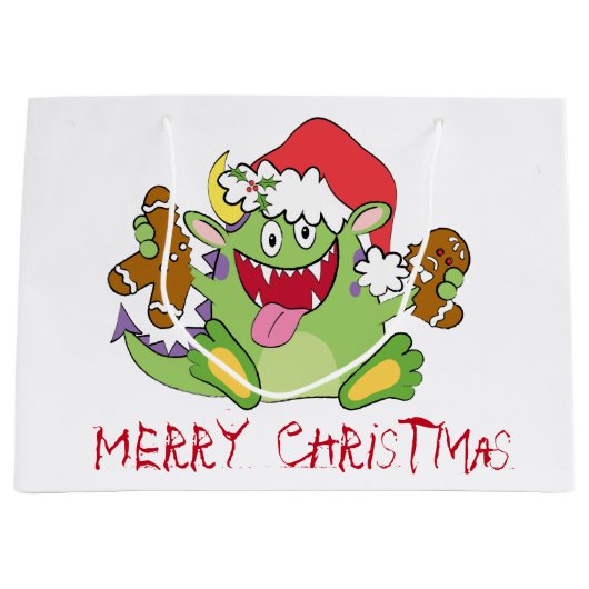 Monster met Gingerbrood Man Large Cadeautasje (Voorkant)