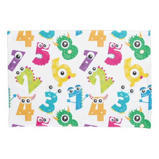 Monster Numbers Pattern Yellow White Polka Dot Kussensloop (Voorkant)