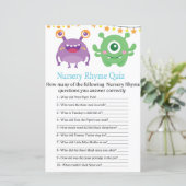 Monster Nursery Rhyme Quiz baby shower game (Staand voorkant)