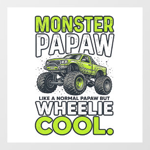 Monster opa Wheelie Cool Grappige Monster Truck On Raamsticker