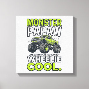 Monster opa wheelie cool grappige monstertruck ont canvas afdruk