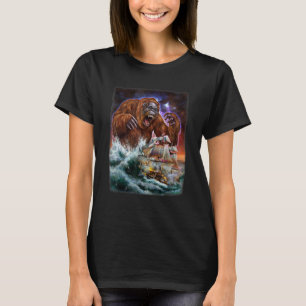 Monster Orang-oetan Als Kraken Val Aan Op Een Oorl T-shirt