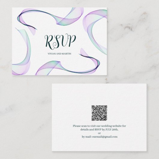 Monster paarse QR-code RSVP Informatiekaartje (Voorkant / Achterkant)