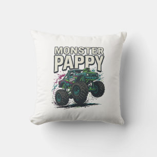 Monster Pappy Monster Truck Oude Vector Ontwerp_ Kussen