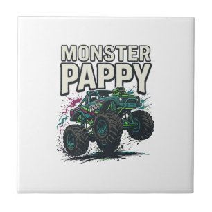 Monster Pappy Monster Truck Oude Vector Ontwerp_ Tegeltje