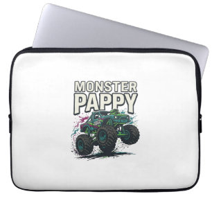 Monster Pappy Monster Truck Ouderwetse Vector Ontw Laptop Sleeve