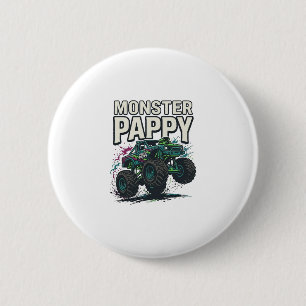 Monster Pappy Monster Truck Ouderwetse Vector Ontw Ronde Button 5,7 Cm