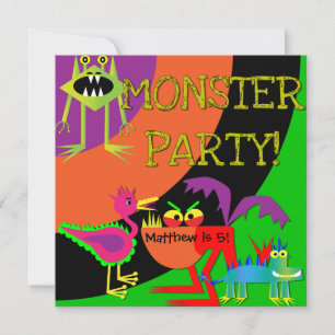 Monster Party Gepersonaliseerd Birthday-uitnodigin Kaart