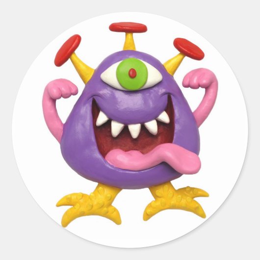 Monster Party Ronde Sticker (Voorkant)
