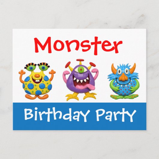Monster Party Uitnodiging Briefkaart (Voorkant)