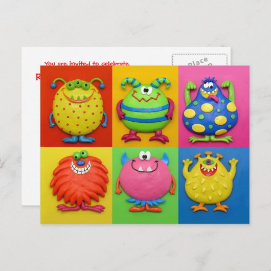 Monster Party Uitnodiging Briefkaart (Voorkant / Achterkant)
