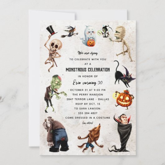 Monster Party Uitnodiging - Monsterachtige Hallowe (Voorkant)