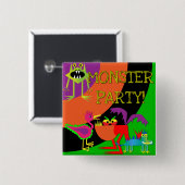 Monster Party Verjaardag Button (Voorkant /achterkant)