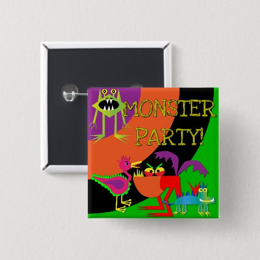 Monster Party Verjaardag Button (Voorkant /achterkant)