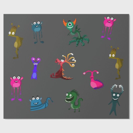 Monster Pattern Cadeaupapier (Vlak)
