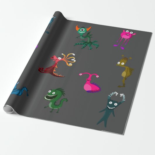 Monster Pattern Cadeaupapier (Uitgerold)