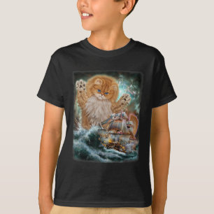 Monster Perzische kat als Kraken aanval op een oor T-shirt