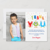 Monster Photo Anniversaire Fête Merci Cartes (Devant)