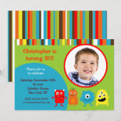 Monster Photo Invitations à la fête d'anniversaire (Devant / Derrière)