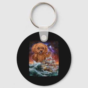 Monster Poodle Dog als Kraken valt een oorlogsschi Sleutelhanger