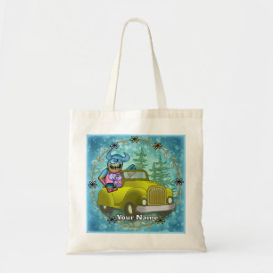 Monster rijdt auto tote bag