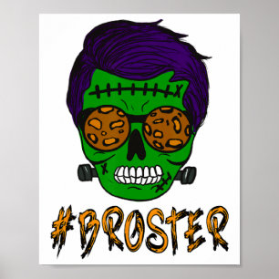 Monster schedel Broster Broer Halloween Matching F Poster